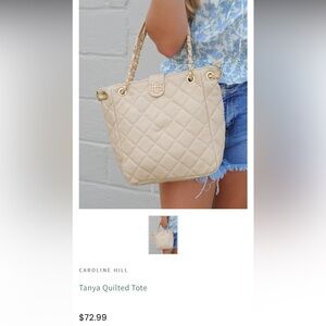 Caroline hill Tan Quilted Shoulder Bag